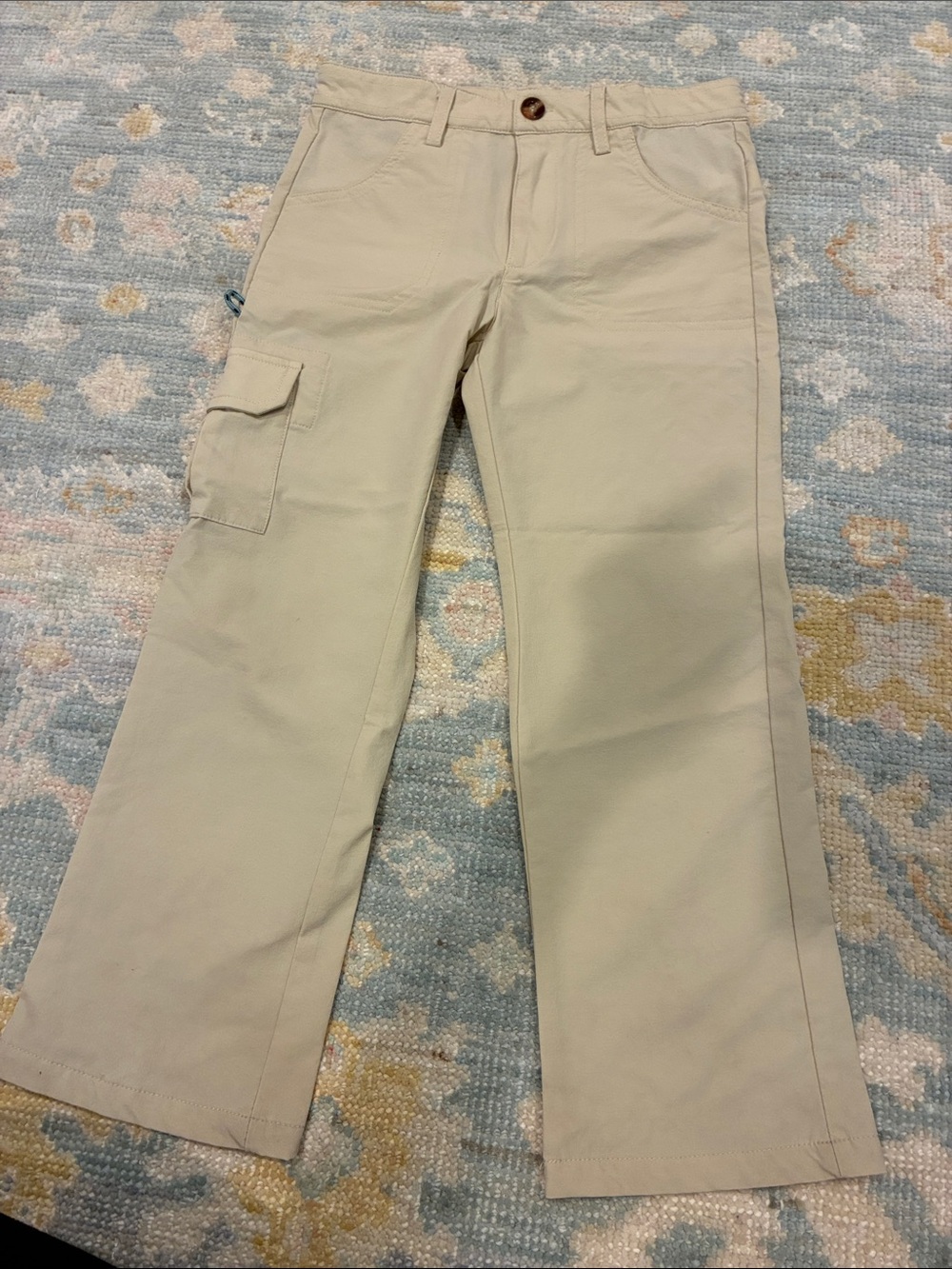 Boys Casual Fishing Cargo Pants in Light Khaki - Classic Fit